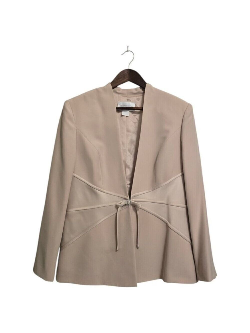 David's Bridal Tan Formal Wedding Satin & Stone Detail Jacket Sz 10